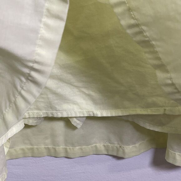 Ann Taylor Pastel Yellow Blouse Top XXL Ruffled Sleeves Crew Neck Cotton Blend - Picture 8 of 10